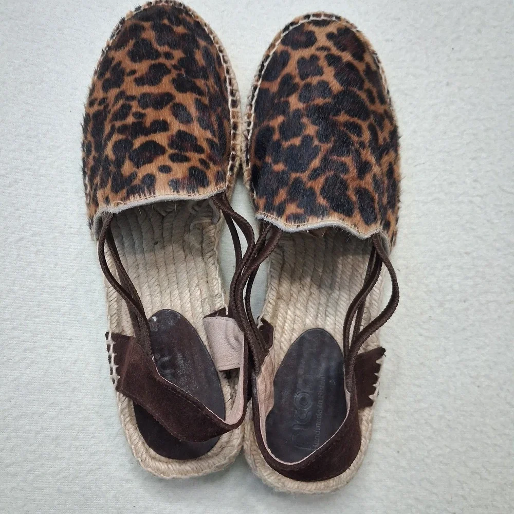 Picon Calf Hair Spanish Handmade Espadrille Slingback Shoe Brown Women sz 9.5